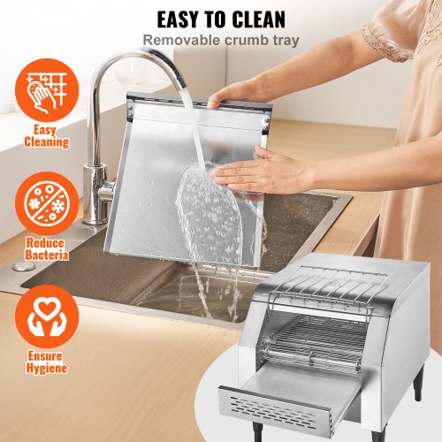 VEVOR Durchlauf-Toaster 1770 W Förderbandtoaster, Kettentoaster, Drei Einstellbare Modi 150 / 300 / 450 Scheiben pro Stunde, Kommerzieller Toaster Förderband Edelstal Restaurants, Bäckereien