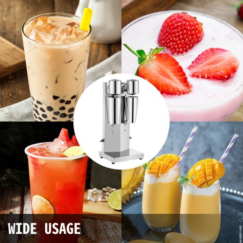 VEVOR Getränkemixer 150 W Milchshaker Elektrisch 800 ml Doppelköpfe Silbrig Elektrischer Mixer für Shakes Cocktailmixer Milchshake Maschine Barmixer