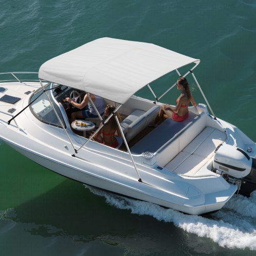 VEVOR Bimini Top Bootsverdeck Bootdach Sonnenverdeck Hellgrau 3 Bögen 137-152cm