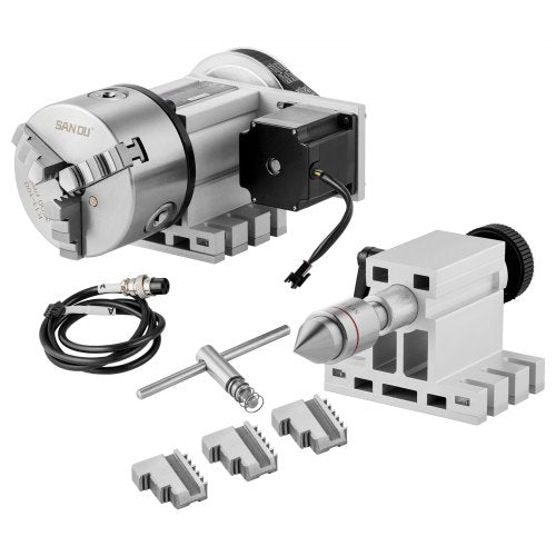 VEVOR Drehbankfutter K11–100mm Spannfutter Dreibackenfutter 4. Achse der CNC-Rotationsachse, ein Untersetzungsverhältnis von 6:1 und einen Nema23-Zweiphasen-Schrittmotor 3 Backenfutter für CNC-Fräsen