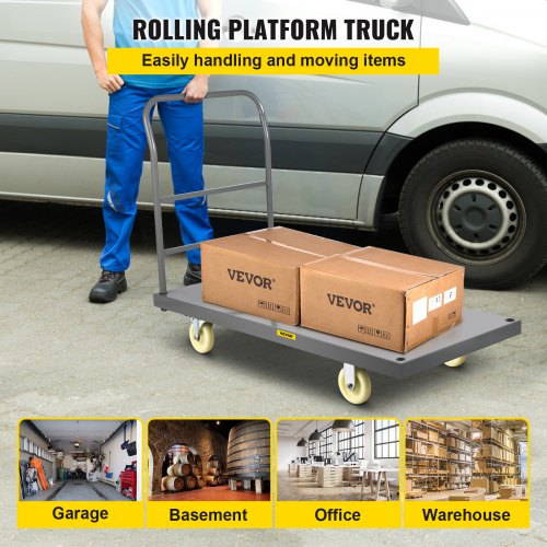 VEVOR Plattformwagen 907 kg Tragkraft Transportwagen, 125 mm Rollendurchmesser Lagerwagen, Ladefläche 1200 x 610 mm Lastenwagen Klappbar, Paketwagen mit Antirutschbeschichtung, Transportkarre Metall