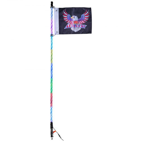 VEVOR 1 Stück 4 Fuß Peitschenlicht, APP- und RF-Fernbedienung, LED-Peitschenlicht, Wasserdichte 360°-Spiral-RGB-Peitschen mit Beleuchtung &amp; 2 Flaggen, für UTVs, ATVs, Motorräder, RZR, Can-Am