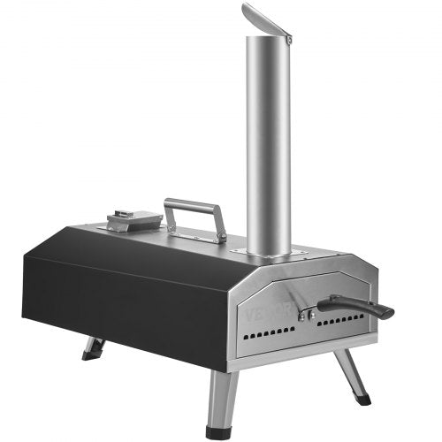 VEVOR Tragbarer Pizzaofen Outdoor 304,8 mm, Gas Holzpellets Holzkohle Pizzaofen, Edelstahl Pizzaofen, Max. 540 ℃ Holzpelletsschaufel &amp; Pizzastein &amp; Tragetasche –  Premium Pizza Holzofen für Garten