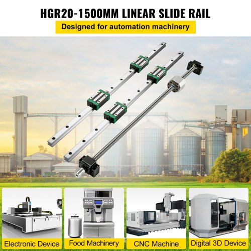 VEVOR Linearführung Linearschiene mit 4PCS Gleitblock Kugelumlaufspindel Führungsschiene für 3D Drucker Cnc Maschine Hgr 20-1500mm
