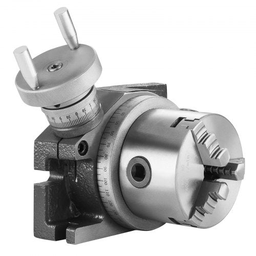 VEVOR Drehtisch für Fräsmaschinen, 4''/100 mm, horizontales vertikales Modell, Präzisionsfräsdrehtisch, mit 3,1''/80 mm 3-Backenfutter, M10-T-Bolzenmuttern, für Frästechnik-Indizierungswerkzeuge