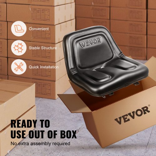 VEVOR Universal Traktorsitz aus PVC-Kunstleder und Polyurethanschaum Traktor Schleppersitz mit Entwässerungslöchern und Mikro-Sicherheitsschalter Fahrersitz Einzelsitz 160–340mm Schlitz