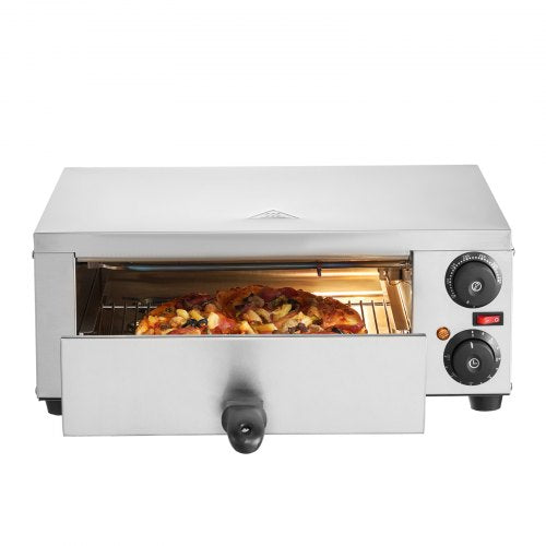 VEVOR Kommerzieller Pizzaofen Backofen 305mm Edelstahl Elektrisch 2 Drehknöpfe
