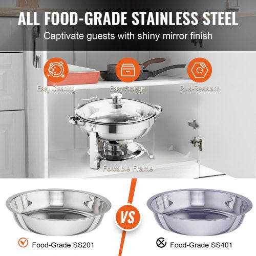 VEVOR Profi Edelstahl Warmhaltebehälter Speisenwärmer 2x3,5L Chafing Dish Set