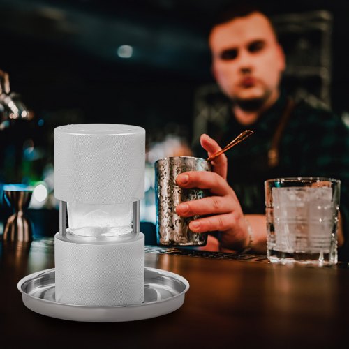 VEVOR Eiswürfelbereiter Eiswürfelformen Satz 60 mm, Eiswürfelform Eiskugelform mit Eiszange &amp; Tropfschale, Alu Strapazierfähige Eiswürfelformen Eiswürfelbehälter Whisky Americano, Saft &amp; Milch Silber