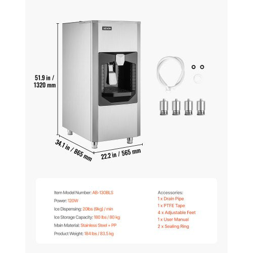 VEVOR Eisbehälter für Eismaschine Eisspender 80kg Speicherkapazität Hotels
