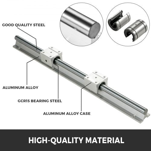 VEVOR Linearführung Linearschiene 500 mm SBR16 mit 4 Stück SBR16UU Führungswagen Kugelumlaufspindel Linearfuehrunge für 3D-Drucker