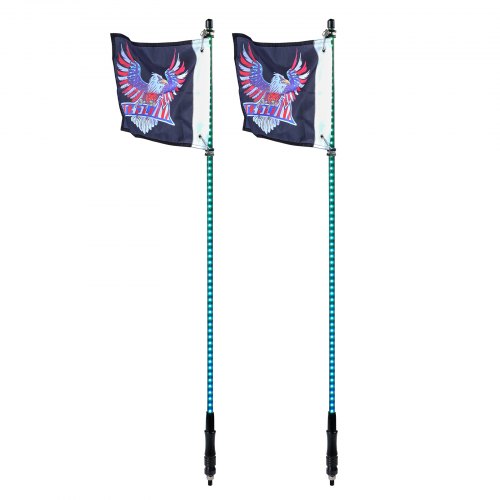 VEVOR LED Peitschenlicht 2 Stk. RGB Antennenlicht Flaggenfernbedienung App 122cm
