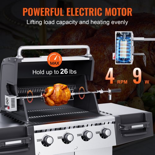 VEVOR Spanferkelgrill Lammgrill 100,6 cm, 12 kg Edelstahl Drehspieß Spießbratengrill 9 W, Lammgrill BBQ Grill Grillwagen Barbecue, Großer Spießgrill Geeignet für Putenfleisch, Schinken usw.