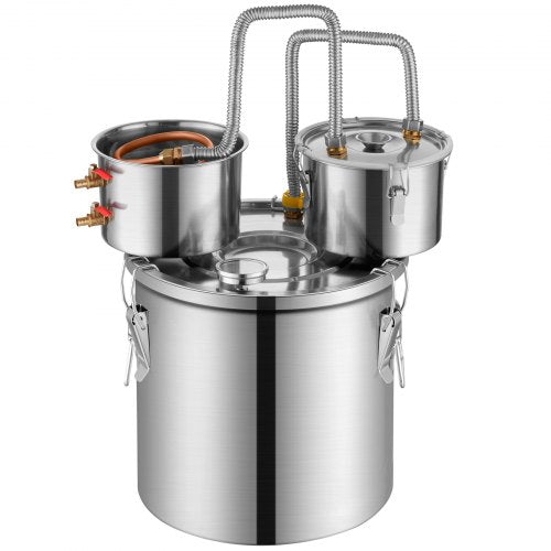 VEVOR Alkoholdestillieranlage 50L Destilliergerät mit Doppelkondensator Silber