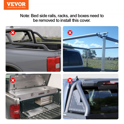 VEVOR Ladeflächenabdeckung, aufrollbare Ladeflächenabdeckung, kompatibel mit 2014–2024 Chevy Silverado/GMC Sierra 1500, für 20 x 15 cm/20 x 16 cm große Ladeflächen, weiches PVC-Material