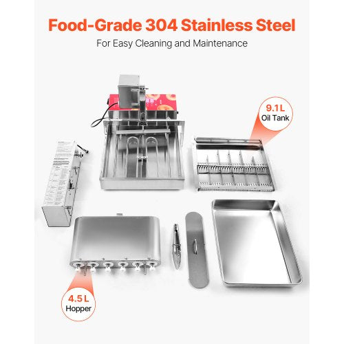 VEVOR Kommerzielle Automatische Donut Maschine Maker 6 Reihen 360 Stk./h