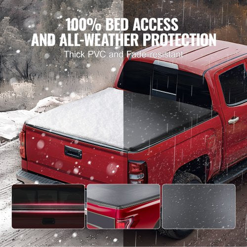 VEVOR Ladeflächenabdeckung, aufrollbare Ladeflächenabdeckung, kompatibel mit 2014–2024 Chevy Silverado/GMC Sierra 1500, für 20 x 15 cm/20 x 16 cm große Ladeflächen, weiches PVC-Material
