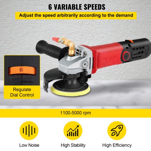 VEVOR Nasspolierer, 860 W / 220 V 4 Zoll NassPoliermaschine mit variabler Geschwindigkeit &amp; Granit-Diamantpolierkissen Betonpoliermaschine Steinpoliermaschine für Granit / Marmor / Beton / Stein