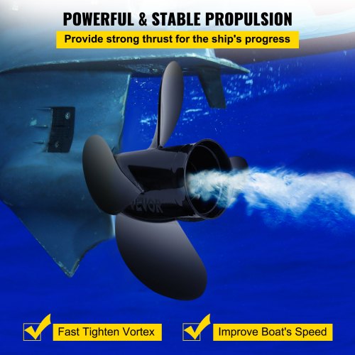 VEVOR Außenbordpropeller, Ersetzt OEM 48-8M8026630, 4-Blatt 26,2 x 33 cm Aluminium-Bootspropeller, Kompatibel mit Mercury Mariner 25 PS Bigfoot/Command Thrust 60 PS Außenbordmotor