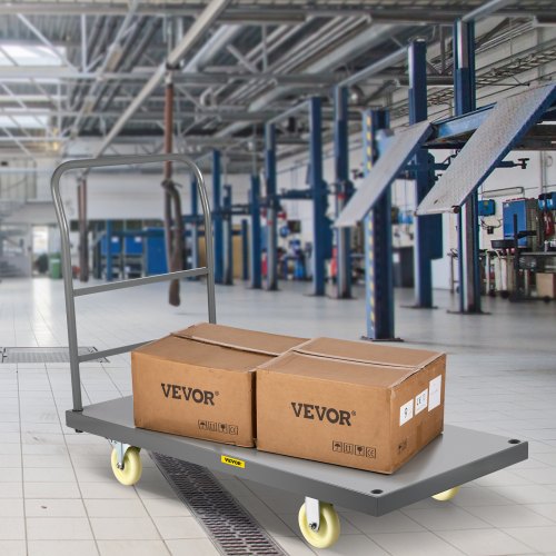 VEVOR Plattformwagen 907 kg Tragkraft Transportwagen, 125 mm Rollendurchmesser Lagerwagen, Ladefläche 1200 x 610 mm Lastenwagen Klappbar, Paketwagen mit Antirutschbeschichtung, Transportkarre Metall