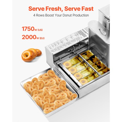 VEVOR Kommerzielle Automatische Donut Maschine Maker 4 Reihen 240 Stk./h