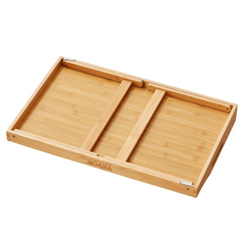 VEVOR Betttablett Tisch mit Faltbaren Beinen &amp; Medienschlitz, Bambus-Frühstückstablett für Sofa, Bett, Essen, Snacken und Arbeiten, Serviertablett für Laptop, Schreibtisch, TV-Tablett