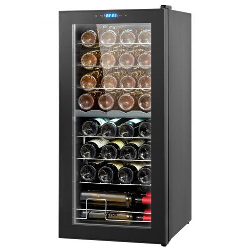 VEVOR Weinkühler Freistehender Kühlschrank 32 Flaschen Doppelzone LED Digital