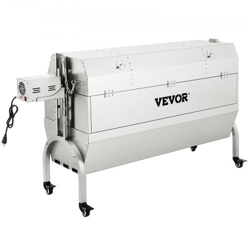 VEVOR Rotisserie-Grill, Edelstahl, Schweinelamm, Haubenbräter, 127 cm, elektrischer Holzkohlespieß, mit 40-W-Motor und höhenverstellbaren, feststellbaren Rollen, mit Deckel, für Outdoor, Camping usw.