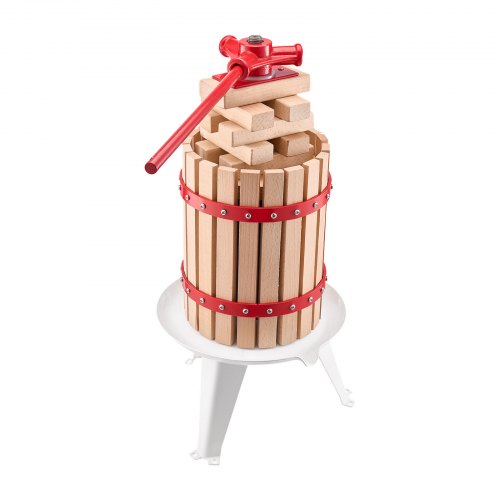 VEVOR Obstweinpresse Apfelmühle Manuelle Presse Weinherstellung 6L mit Holzkorb
