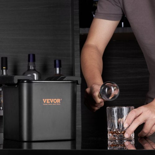 VEVOR 2-teiliger Eiswürfelbereiter Eiswürfelformen 6 cm Eiskugel Eiswürfelform Eiskugelforner mit Aufbewahrungstasche, Strapazierfähige Eiswürfelformen Eiswürfelbehälter Schwarz Whisky, Americano
