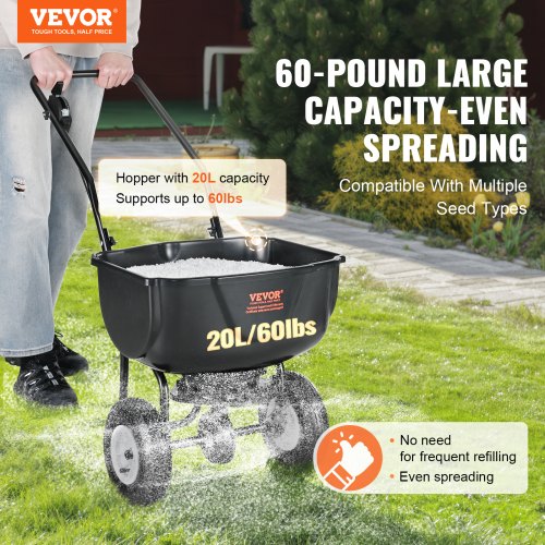 VEVOR 60LB Broadcast Spreader Walk-Behind Rasenstreuer Dünger Gartensämaschine