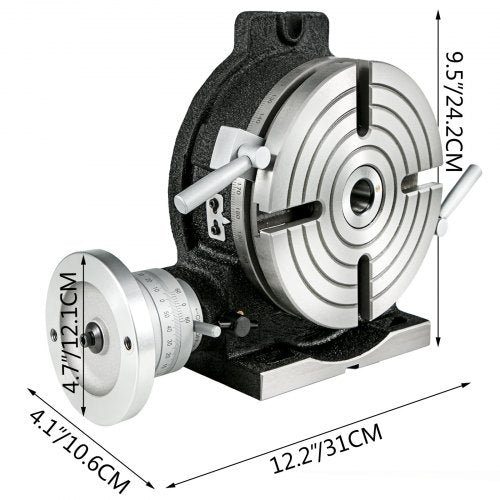 VEVOR Teilapparat Rundtisch 200mm Rundteiltisch Horizontal-Vertikal Teilkopf Teilapparat schwenkbar zum Fräsen und Bohren