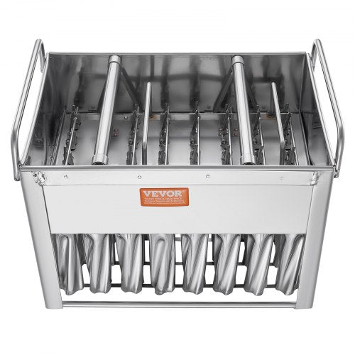 VEVOR Kommerzielle Formen für Eis am Stiel, 40 Stück Zylindrische Formen für Eis am Stiel, Formenhalter für Eismaschine aus Edelstahl mit 50 Eisstielen und Beuteln (Einzelformen-Set – 40 Stück)