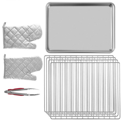 VEVOR Mini Backofen, 47 L Grillofen 1600 W Mini Ofen Tischbackofen 4 Schichten, 58 x 55 x 40 cm Elektrobackofen Umluft mit 0-120 min Timer, Handschuhe und Essenstablett, Pizzabackofen Backofen