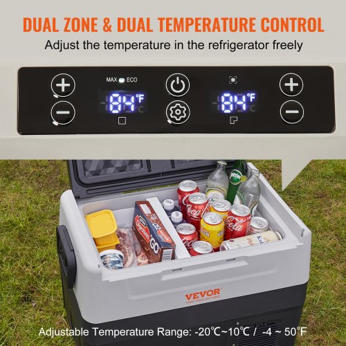 VEVOR Camping Kühlschrank 35 L Kühlboxen 12 / 24 V Rollbare Elektrische Gefrierbox 2 in 1 Doppelzone Auto Kühlschrank Kompressor zum Warmhalten und