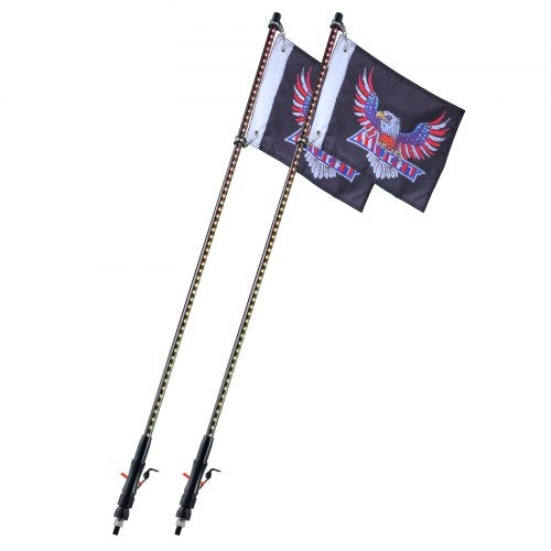 VEVOR LED Peitschenlicht 2 Stk. RGB Antennenlicht Flaggenfernbedienung App 122cm