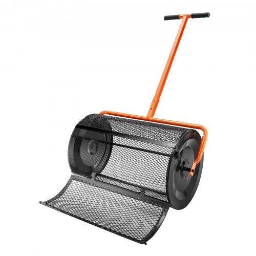 VEVOR Kompoststreuer aus Stahl Torfmoosstreuer 1,27x2cm Mesh-Korb Garten Rasen Streuer Grifflänge von 62 bis 67,5cm verstellbar 61cm Metall Mesh Korb Ideal für Dünger wie Kompost Mist Erde Torfmoos