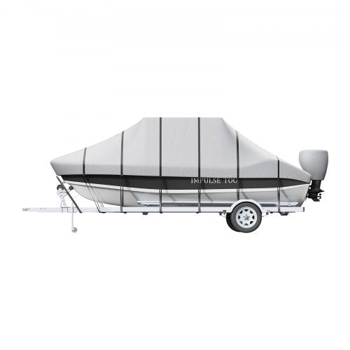 VEVOR T-Top-Bootsabdeckung, 609-670 cm Wasserdichte, Anhängertaugliche T-Top-Bootsabdeckung, 600D Marine Grade PU Oxford, mit Winddichten Schnallenriemen, für Mittelkonsolenboote mit T-Top-Dach