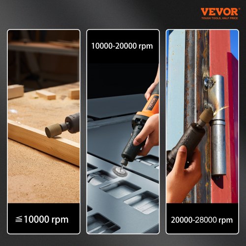 VEVOR Geradschleifer 820W Mini-Schleifer 7000-30000 U/min Stabschleifer 6 Geschwindigkeiten Multischleifer mit 1,8m Kabel 1/4" und 1/8" Spannzange Wasserdicht Geräuscharm Schleifen Polierens Schneiden
