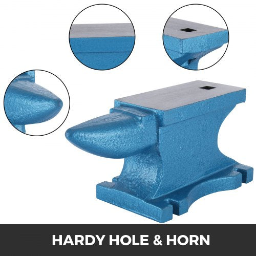 VEVOR Einzelhornamboss aus Gusseisen 45 kg robuster runder Hornamboss, Schmied, Juwelier, Metallschmied, Schmiedewerkzeug, Gusseisenamboss, Schmiedewerkzeuge und -ausrüstung Blau
