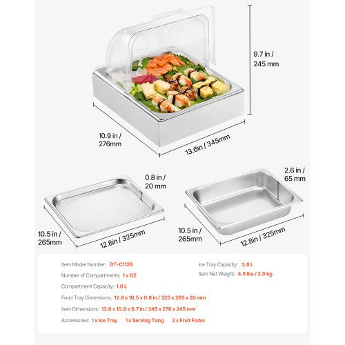 VEVOR Servierbehälter Gastronomie Buffet-Spender Serviertablett 1/2 Behälter