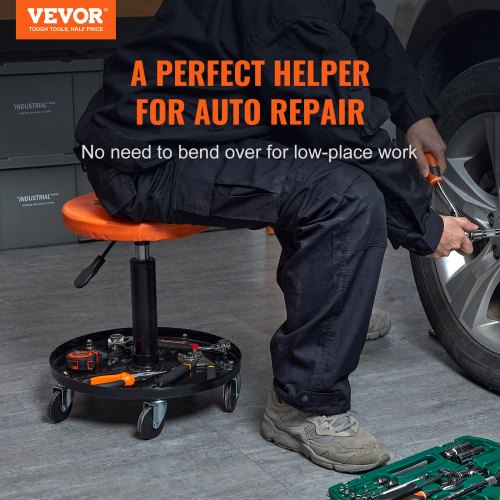 VEVOR verstellbarer Mechaniker-Rollhocker, Werkzeugablage für Werkstatt, Garage