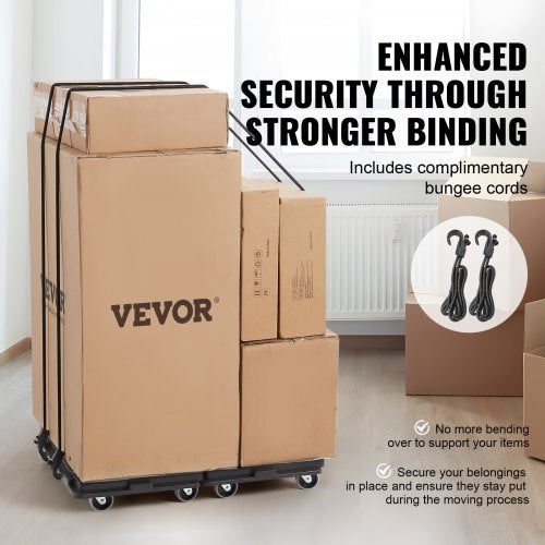 VEVOR Möbelwagen, Möbelwagen, 4 Räder, tragbare bewegliche Rollen, robust, ineinandergreifend, klein, flach, für schwere Möbel, 2 Stück, 40,6 x 27,9 cm, 227,8 kg Kapazität, schwarz
