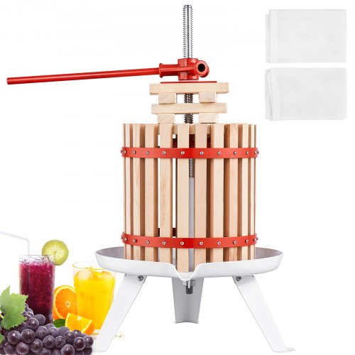 VEVOR Obstpresse Saftpresse Beerenpresse 12 L, Fruchtpresse 25 x 25 cm Zelkova-Holz Manuelle Obstpresse, Apfelpresse Weinpresse Maischepresse Saftpresse Entsafter Obstmühle mit Filtertüten