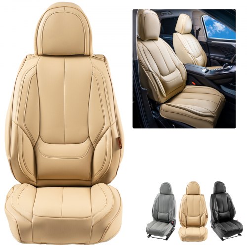 VEVOR Sitzbezüge, Universal-Autositzbezüge für Vordersitze, 6-teiliger Kunstleder-Sitzbezug, vollständig geschlossenes Design, abnehmbare Kopfstütze und Airbag-kompatibel, Autos, Lkws, SUVs