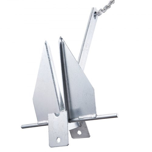 VEVOR Fluke-Ankerset Feuerverzinkter Fluke-Anker 4 kg aus Stahl mit 2,4 m Kette, 22,86 m Seil und zwei 9 mm Schäkeln, Bootsanker für kleine Schiffe unter 5,49 m, Meere, Flüsse und Küsten
