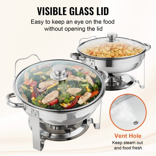 VEVOR Profi Edelstahl Warmhaltebehälter Speisenwärmer 2x3,5L Chafing Dish Set