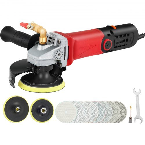 VEVOR Nasspolierer, 860 W / 220 V 4 Zoll NassPoliermaschine mit variabler Geschwindigkeit &amp; Granit-Diamantpolierkissen Betonpoliermaschine Steinpoliermaschine für Granit / Marmor / Beton / Stein