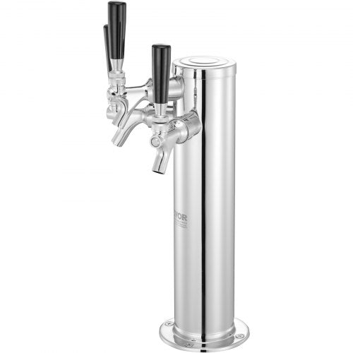 VEVOR Bierzapfturm mit 3 Zapfhähnen, Bierfassturm aus Edelstahl, Kegerator-Turm-Kit mit Vormontierten Schläuchen &amp; selbstschließenden Zapfhähnen für Partys, Bars, Pubs und Restaurants