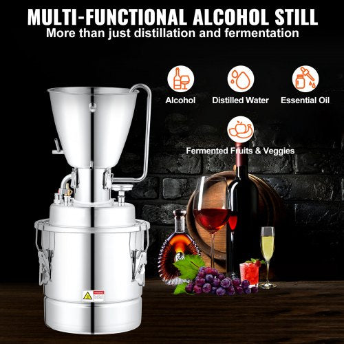 VEVOR Destillieranlage Wasser Alkohol Destillierer 70L,Haus Destillieranlage Destille Alkohol Silber 220-240V Moonshine Destilliermaschine